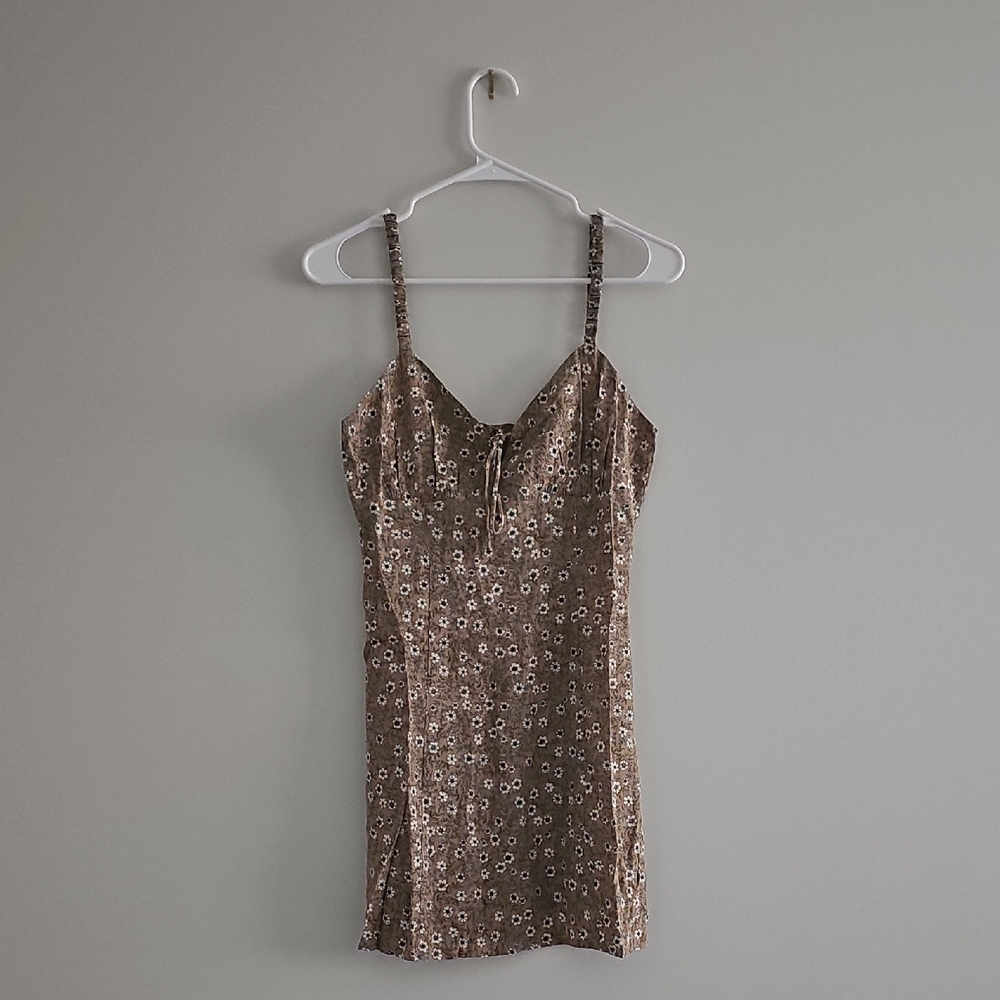 Floral Brown Mini Dress